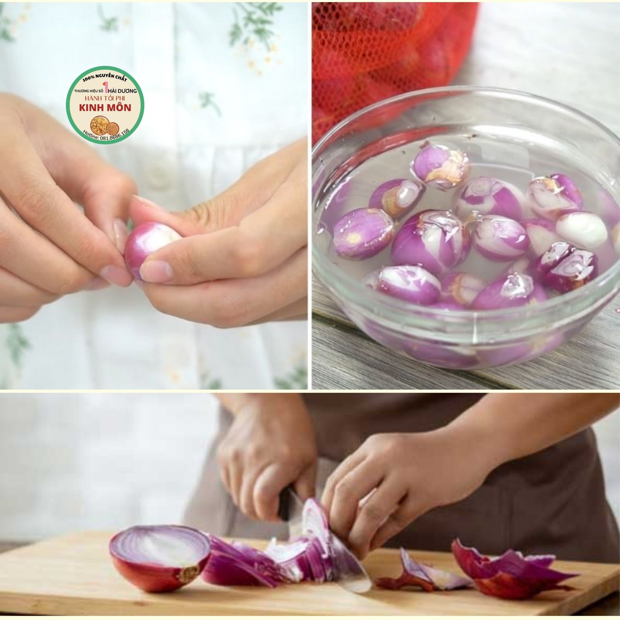 Lột hành tím nhanh bằng cách luộc